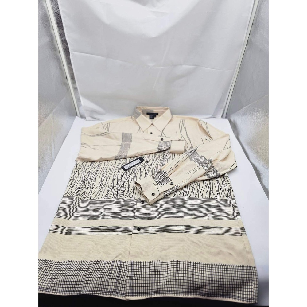 Tulliano Button Up Shirt Mens Large Ivory NWT Silk Abstract Aristo